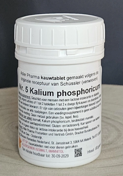 Kauwtablet nr. 5 achterkant&nbsp;&copy;&nbsp;Bloesem Remedies Nederland