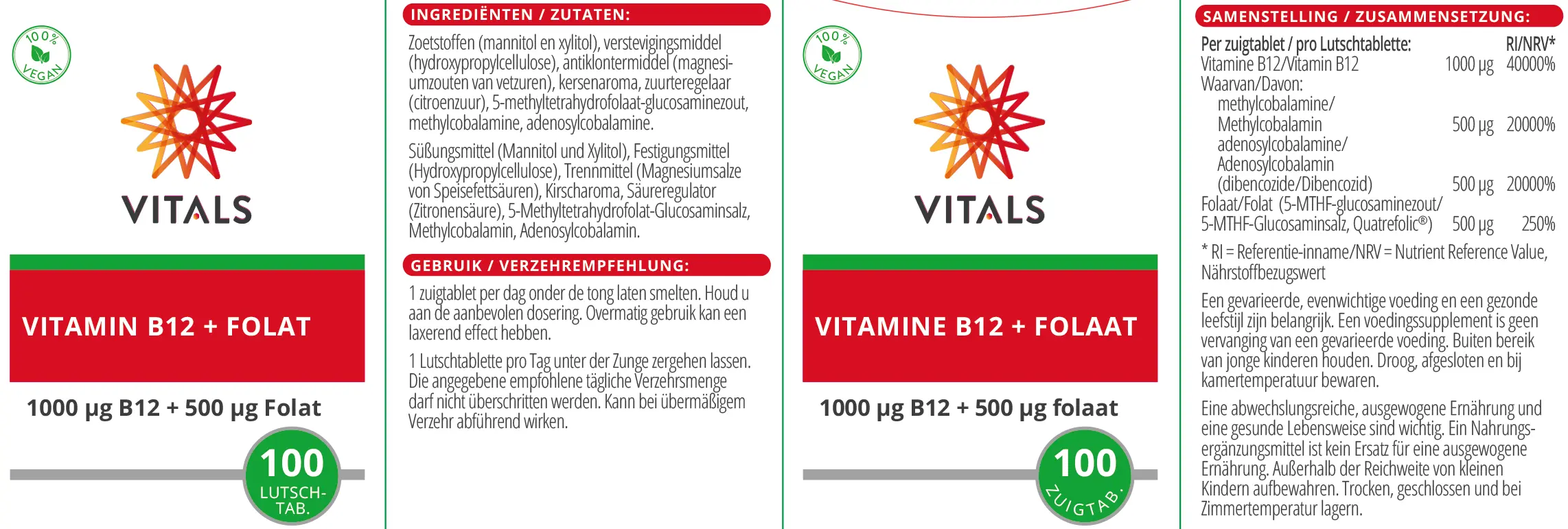 Vitamine B12 + Folaat verpakking&nbsp;&copy;&nbsp;Vitals
