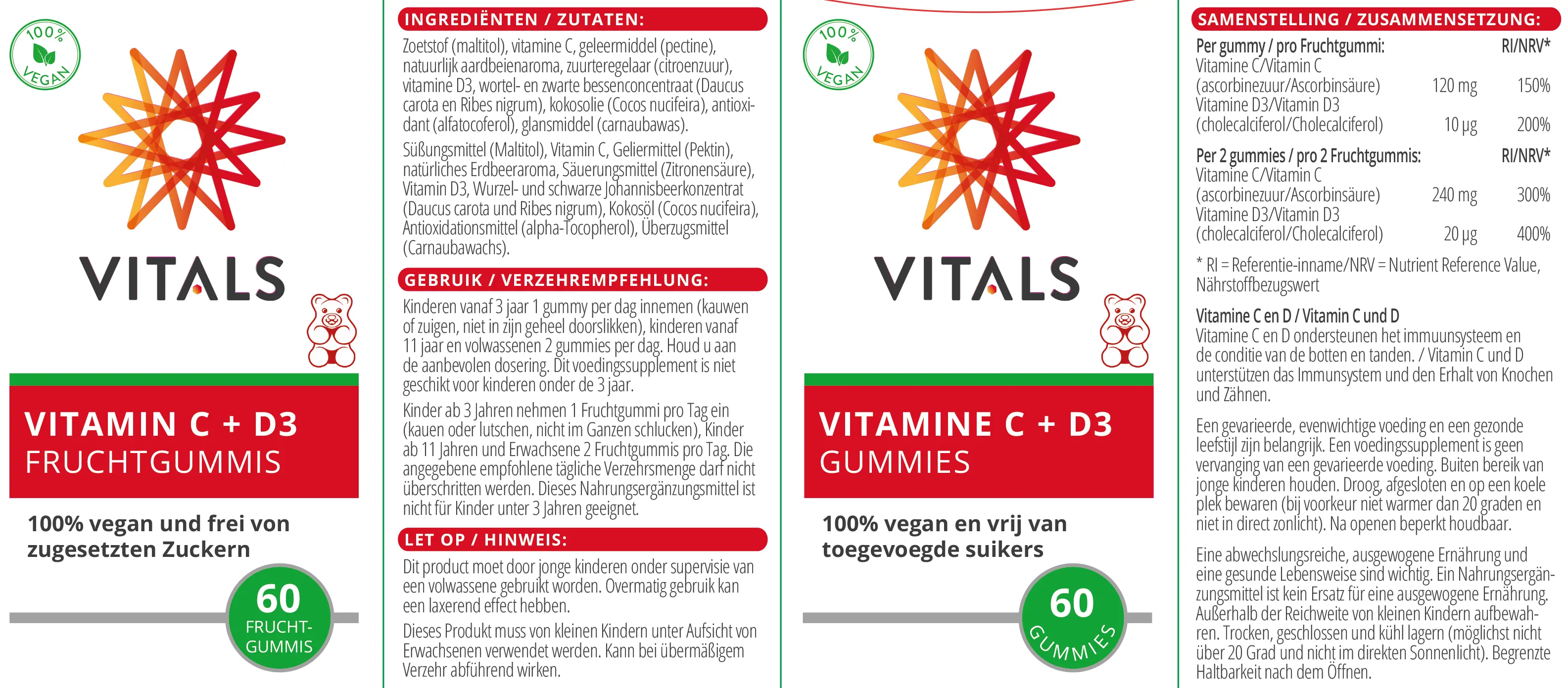 Vitamine C + D3 gummies verpakking&nbsp;&copy;&nbsp;Vitals